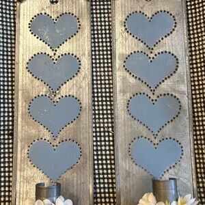 Heart Design Candle Holders - Gray